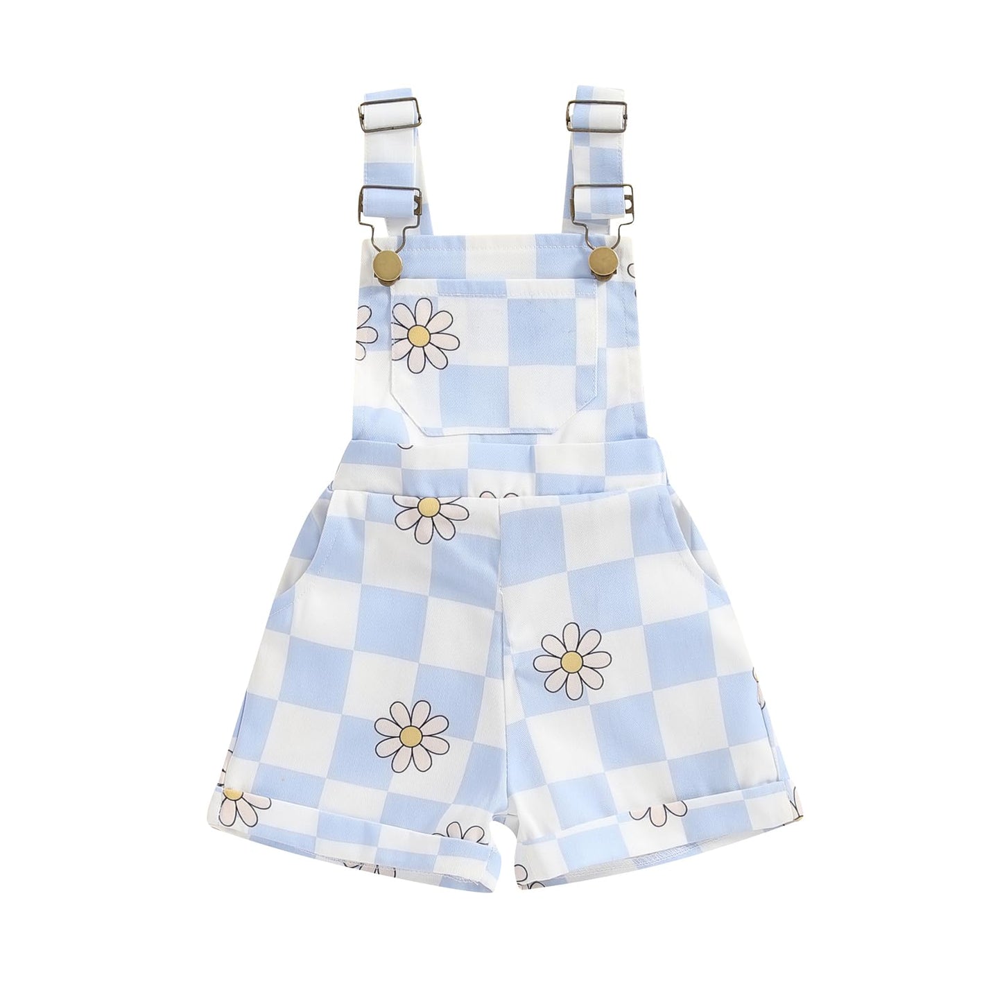 Toddler Baby Girl Sunflower Print Overalls Shorts with Pocket Suspender Trousers Cute Summer Clothing Outfit