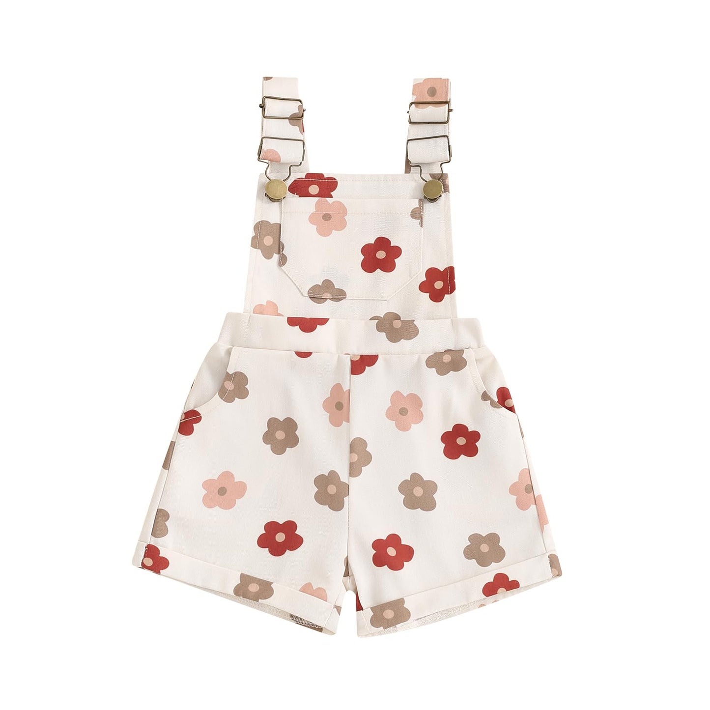 Toddler Baby Girl Sunflower Print Overalls Shorts with Pocket Suspender Trousers Cute Summer Clothing Outfit