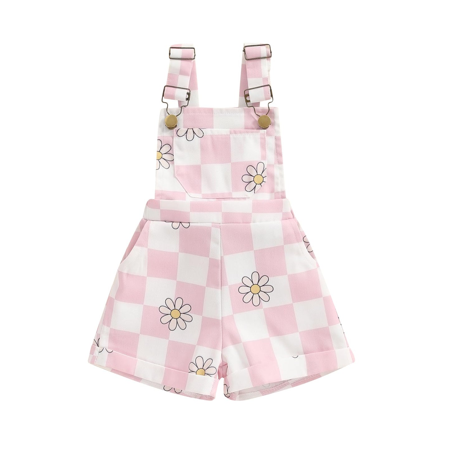 Toddler Baby Girl Sunflower Print Overalls Shorts with Pocket Suspender Trousers Cute Summer Clothing Outfit