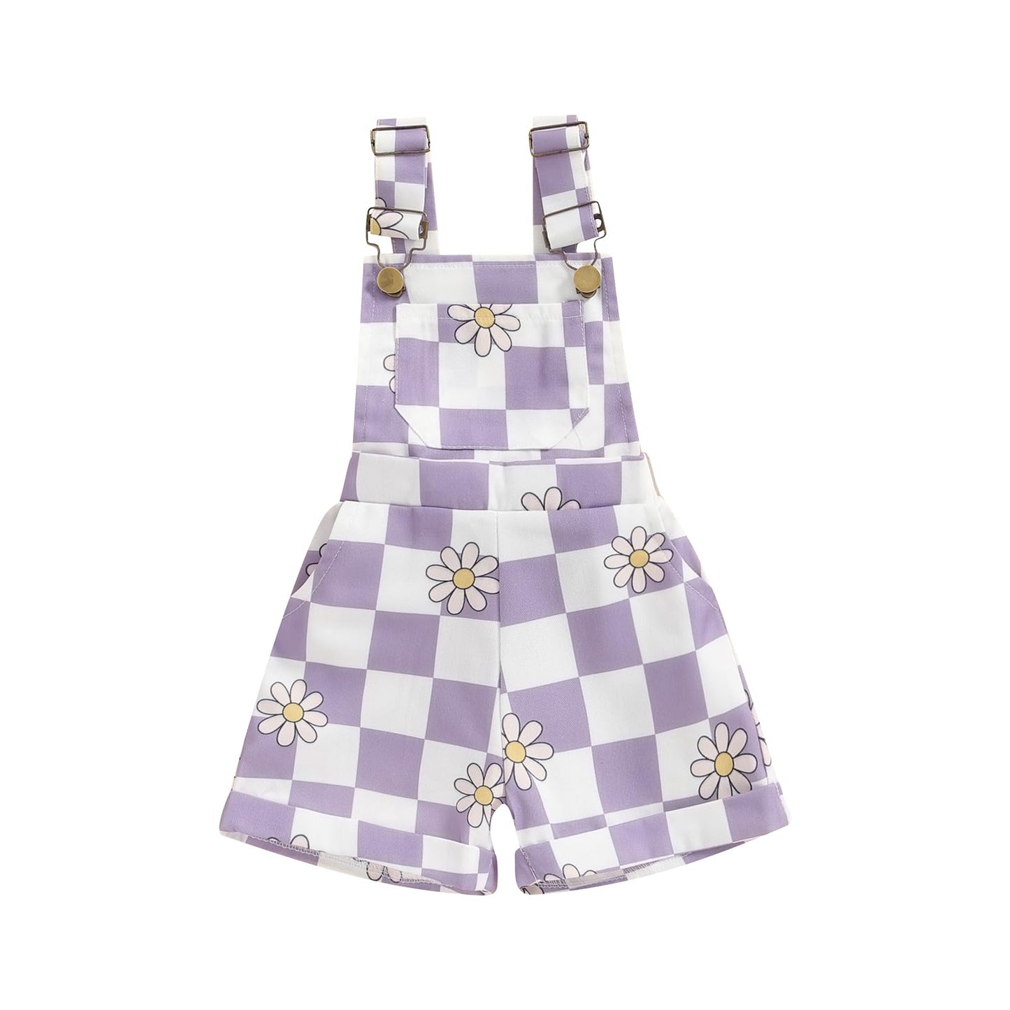 Toddler Baby Girl Sunflower Print Overalls Shorts with Pocket Suspender Trousers Cute Summer Clothing Outfit