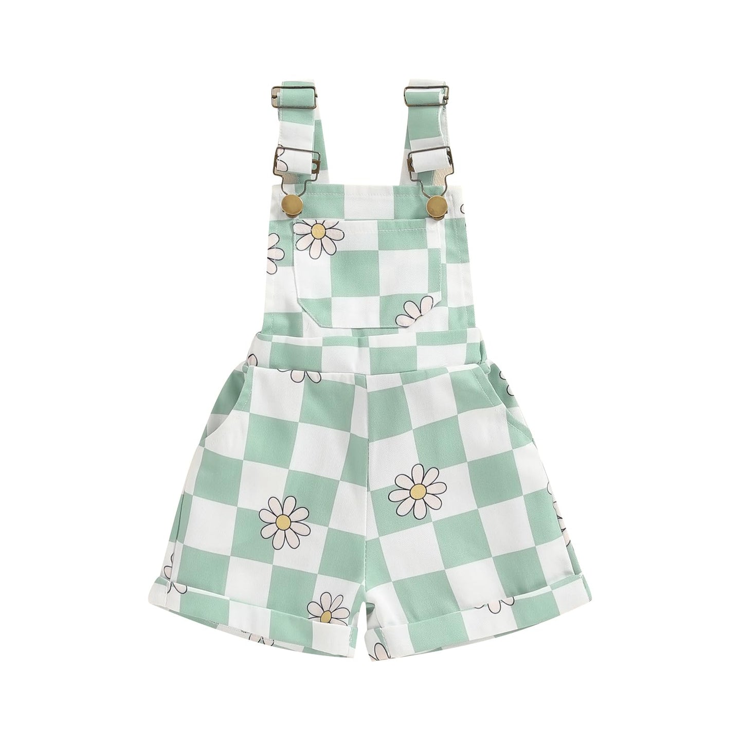 Toddler Baby Girl Sunflower Print Overalls Shorts with Pocket Suspender Trousers Cute Summer Clothing Outfit