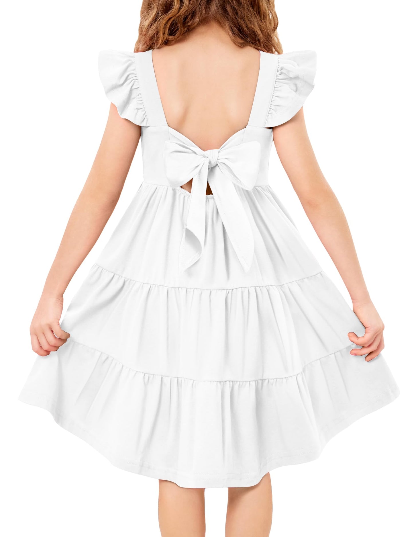 Arshiner Toddler Dress Little Girls Summer Cotton Backless High Low Hem Beach Casual Sundress with Pockets