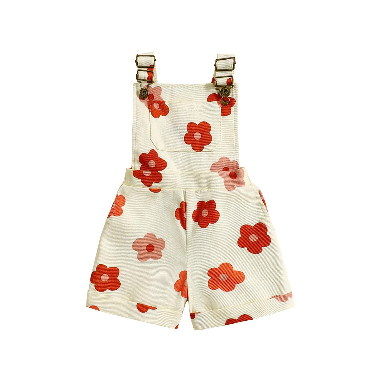 Toddler Baby Girl Sunflower Print Overalls Shorts with Pocket Suspender Trousers Cute Summer Clothing Outfit
