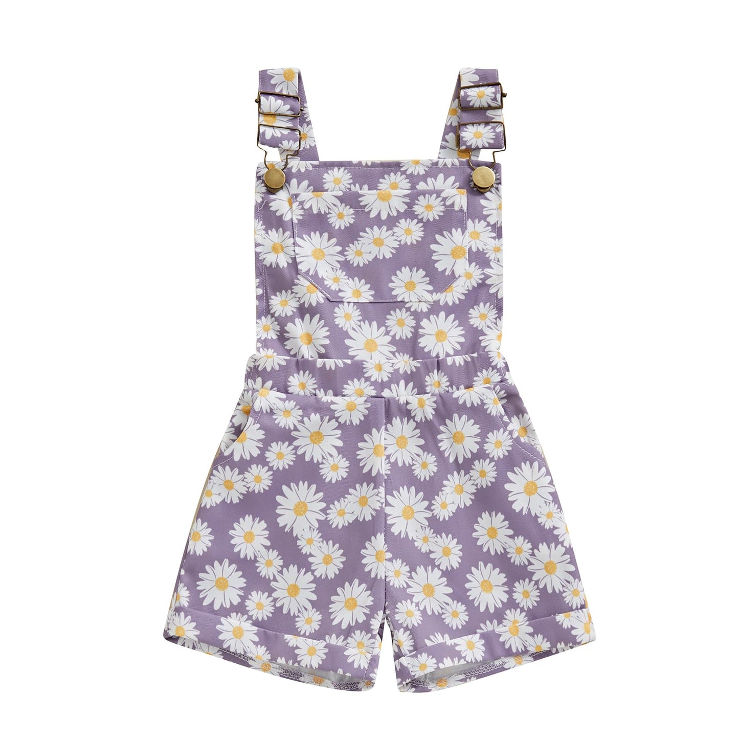 Toddler Baby Girl Sunflower Print Overalls Shorts with Pocket Suspender Trousers Cute Summer Clothing Outfit