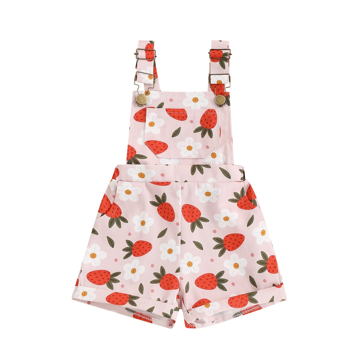 Toddler Baby Girl Sunflower Print Overalls Shorts with Pocket Suspender Trousers Cute Summer Clothing Outfit