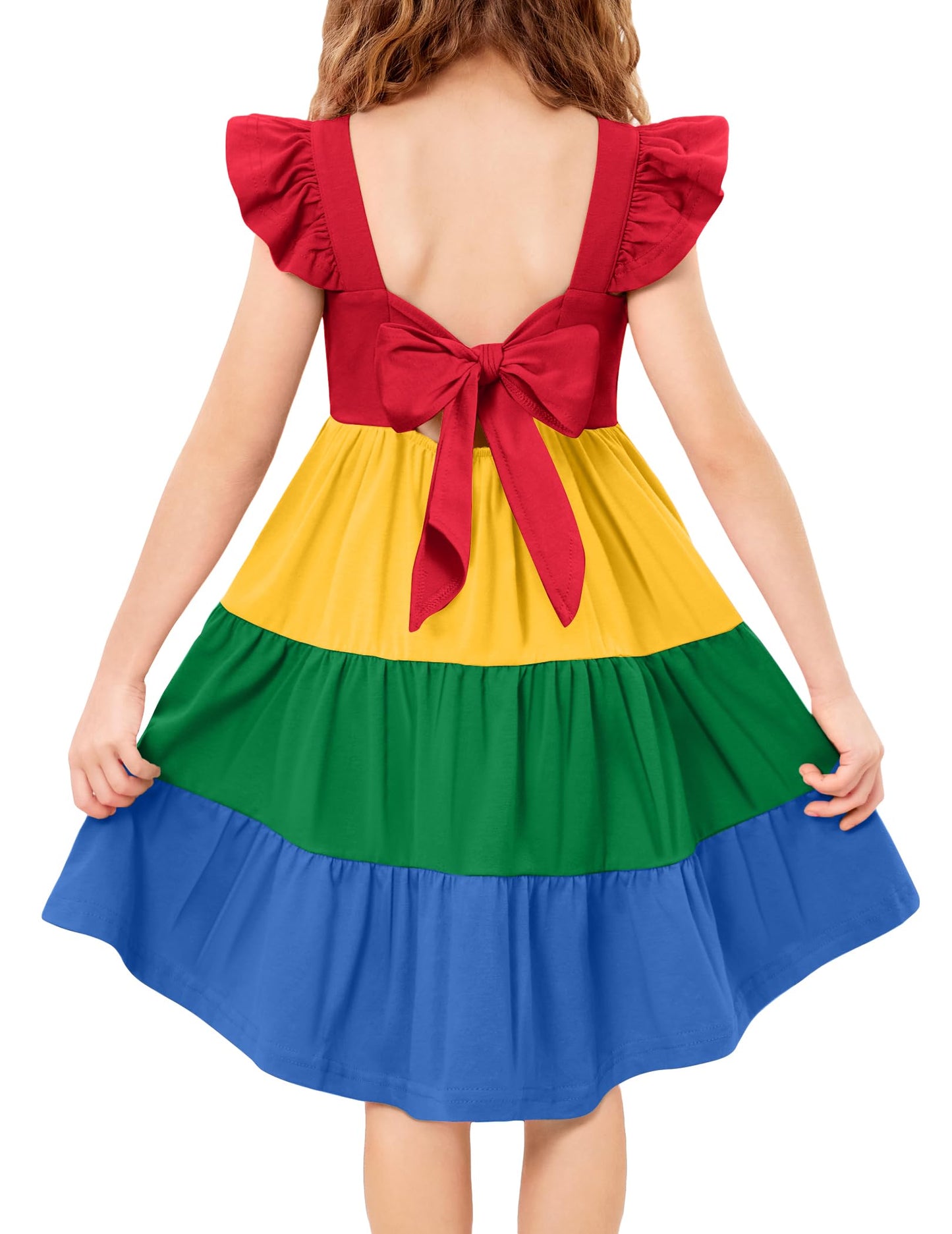 Arshiner Toddler Dress Little Girls Summer Cotton Backless High Low Hem Beach Casual Sundress with Pockets