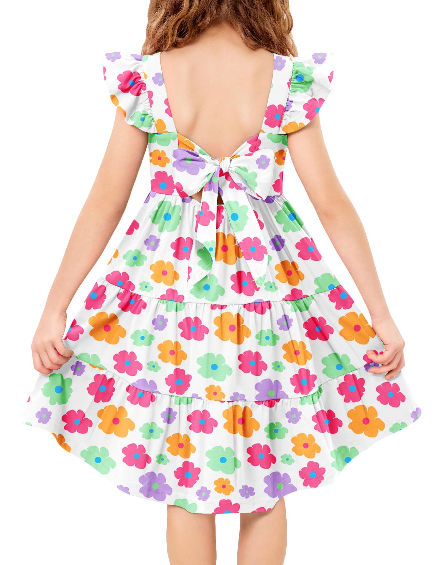 Arshiner Toddler Dress Little Girls Summer Cotton Backless High Low Hem Beach Casual Sundress with Pockets