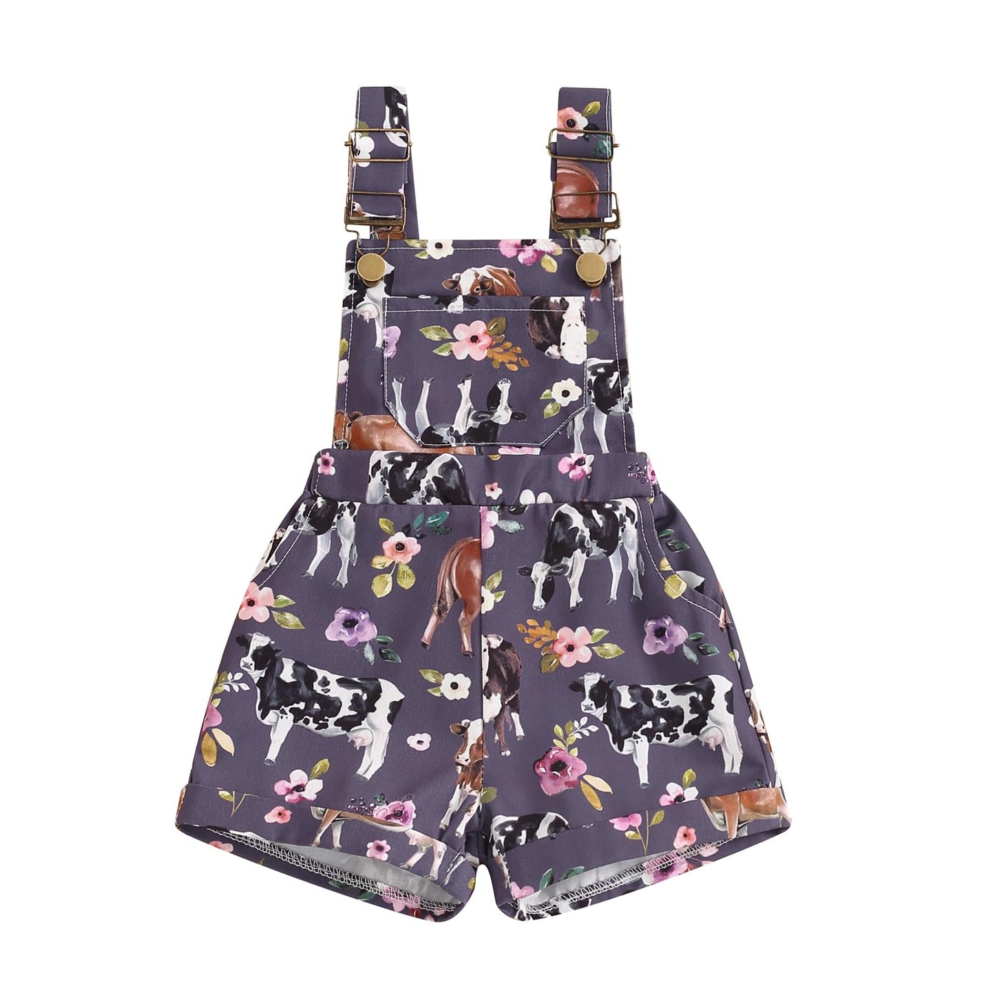 Toddler Baby Girl Sunflower Print Overalls Shorts with Pocket Suspender Trousers Cute Summer Clothing Outfit