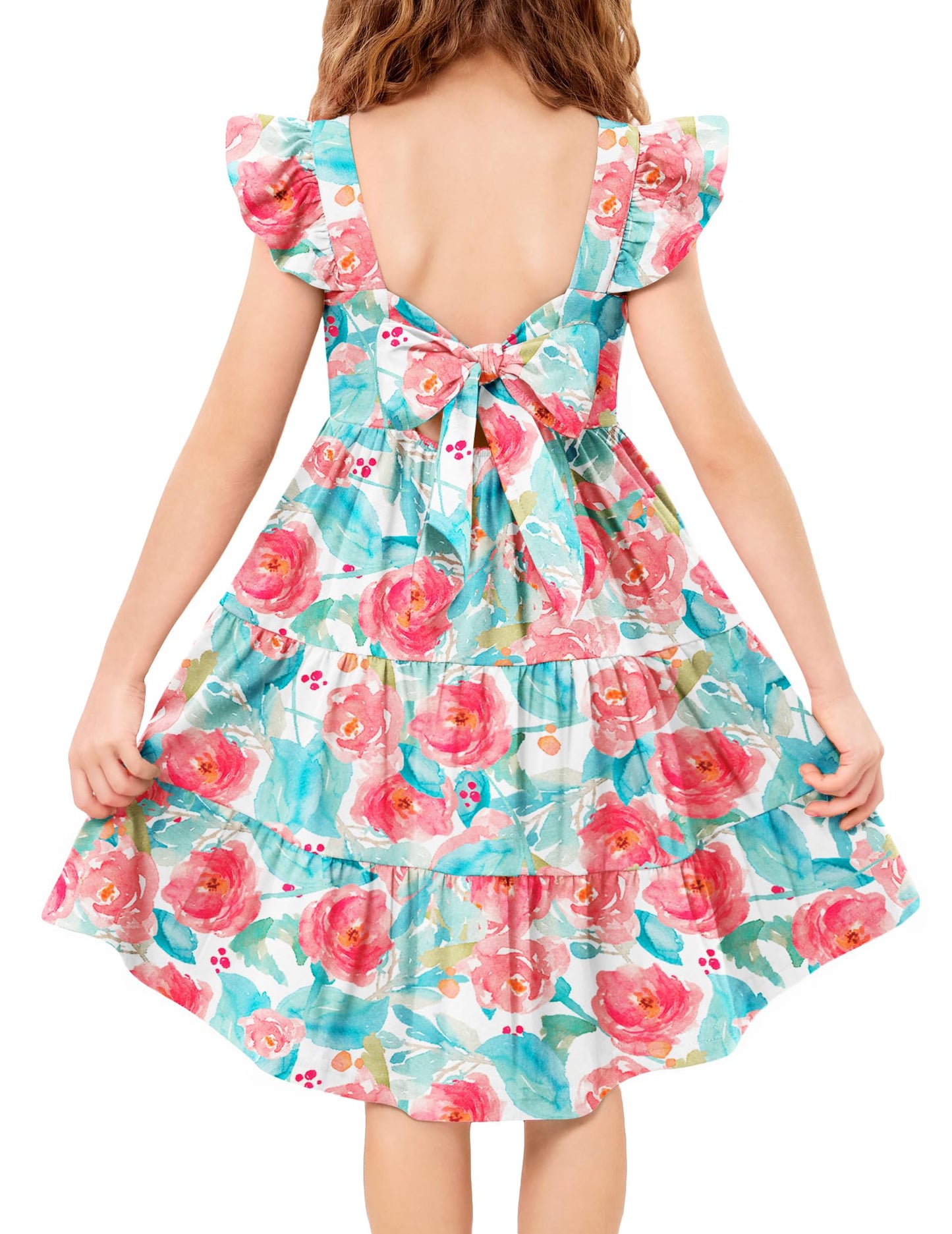 Arshiner Toddler Dress Little Girls Summer Cotton Backless High Low Hem Beach Casual Sundress with Pockets