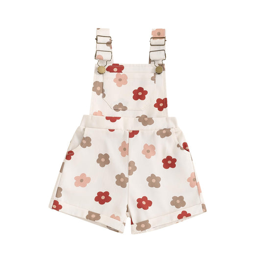 Toddler Baby Girl Sunflower Print Overalls Shorts with Pocket Suspender Trousers Cute Summer Clothing Outfit