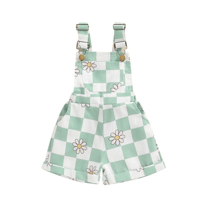 Toddler Baby Girl Sunflower Print Overalls Shorts with Pocket Suspender Trousers Cute Summer Clothing Outfit