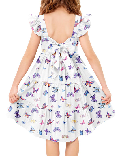Arshiner Toddler Dress Little Girls Summer Cotton Backless High Low Hem Beach Casual Sundress with Pockets