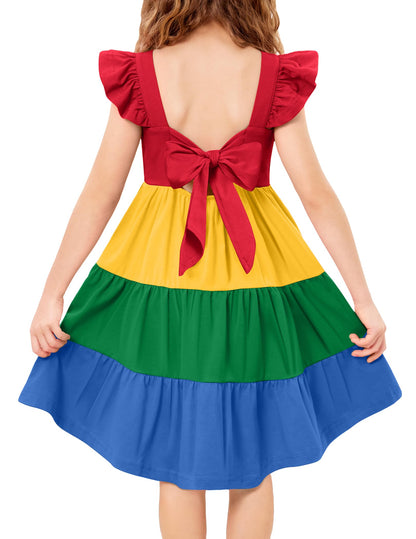 Arshiner Toddler Dress Little Girls Summer Cotton Backless High Low Hem Beach Casual Sundress with Pockets