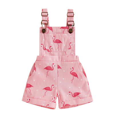 Toddler Baby Girl Sunflower Print Overalls Shorts with Pocket Suspender Trousers Cute Summer Clothing Outfit