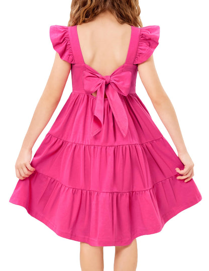 Arshiner Toddler Dress Little Girls Summer Cotton Backless High Low Hem Beach Casual Sundress with Pockets