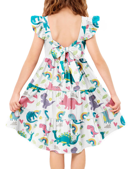 Arshiner Toddler Dress Little Girls Summer Cotton Backless High Low Hem Beach Casual Sundress with Pockets