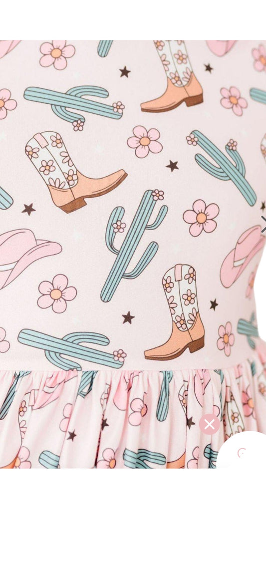 Cactus cow girl twirl dress